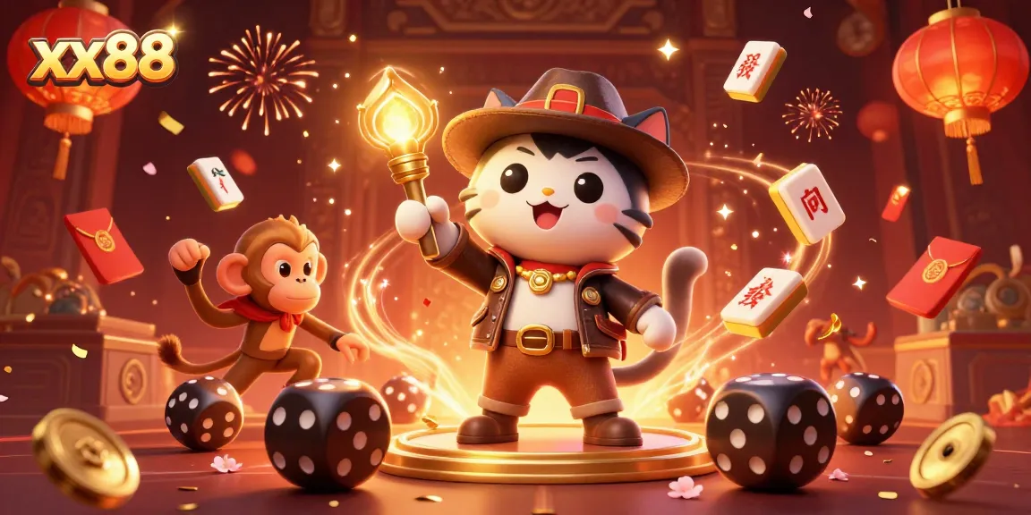 Experience thrilling adventures at xx88, exploring vibrant casino treasures amidst exciting decorations.