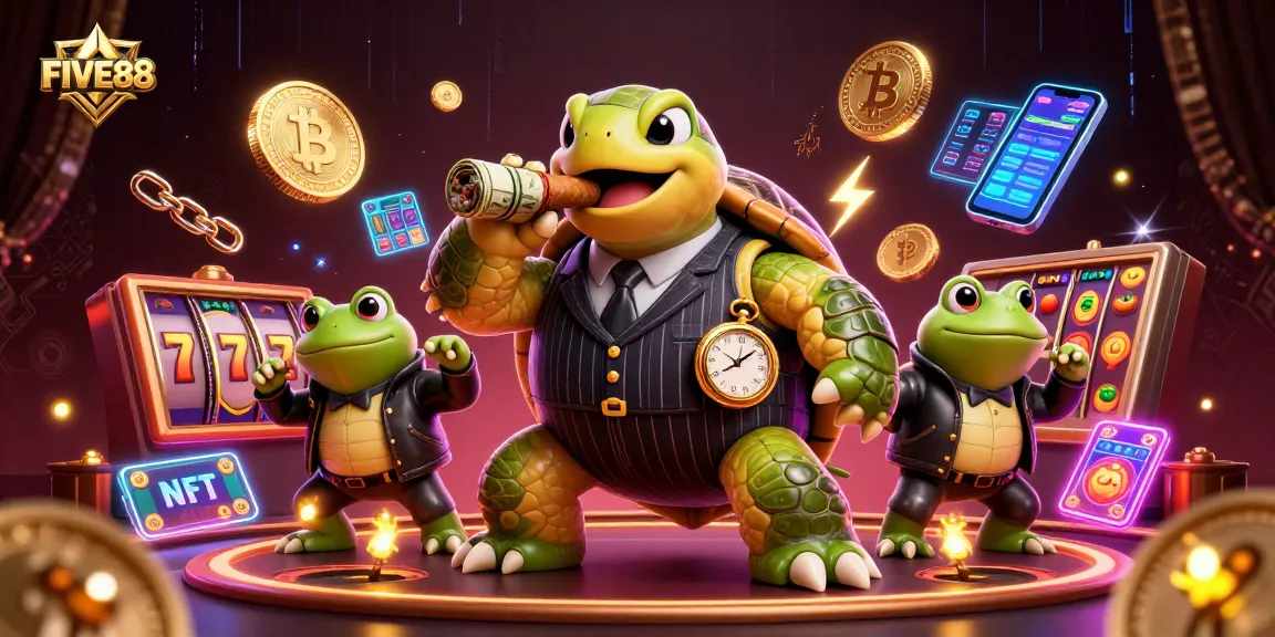 Engage with FIVE88's thrilling gaming scene featuring vibrant casino action and Crypto elements.