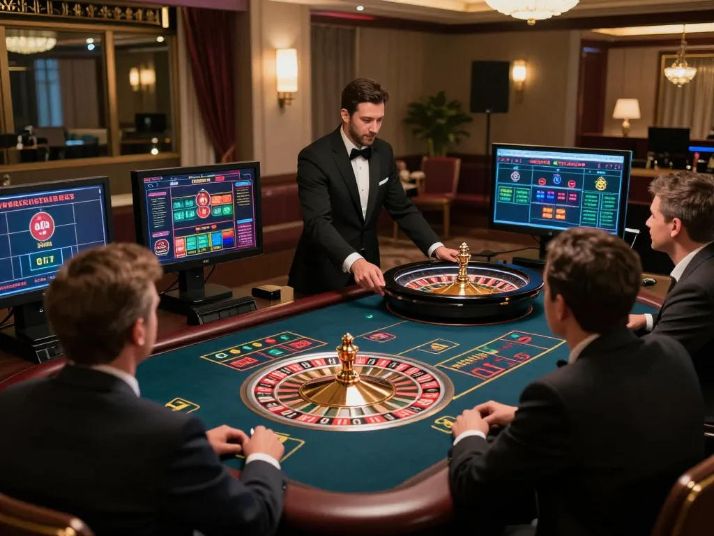 Engaged players strategizing bets on a live dealer roulette game at hm 88 online casino.