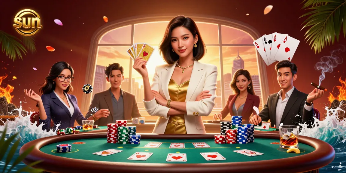 Win big with sun-themed casino elements while enjoying a vibrant poker scene in a glamorous setting.