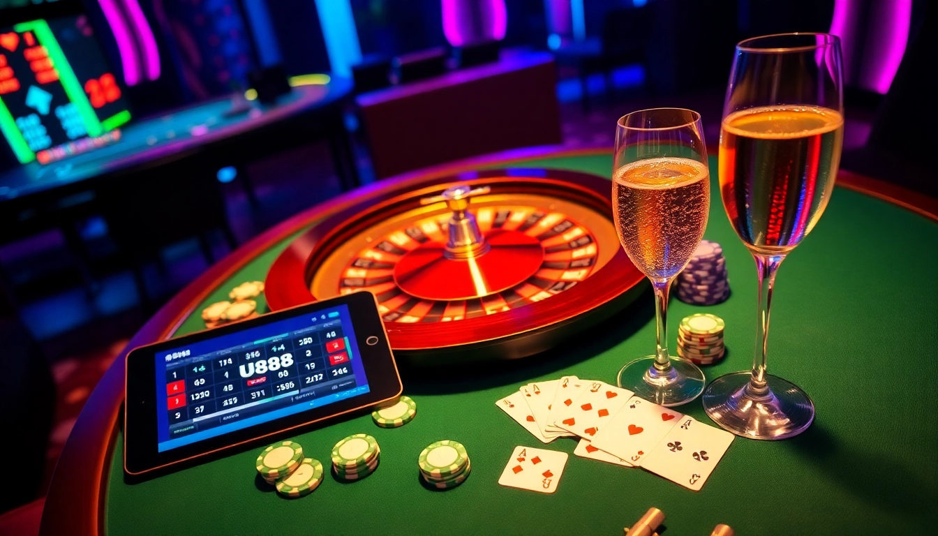 Experience the excitement of U888 with vibrant casino elements and gaming interfaces.