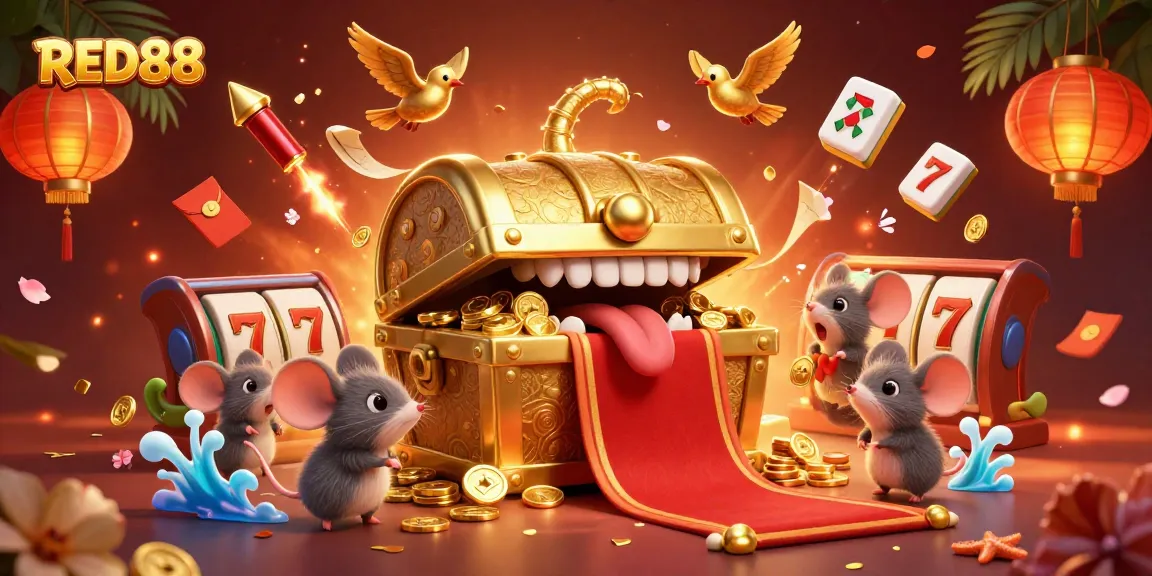 Experience winning with RED88 in this vibrant 3D illustration featuring a dynamic casino scene.