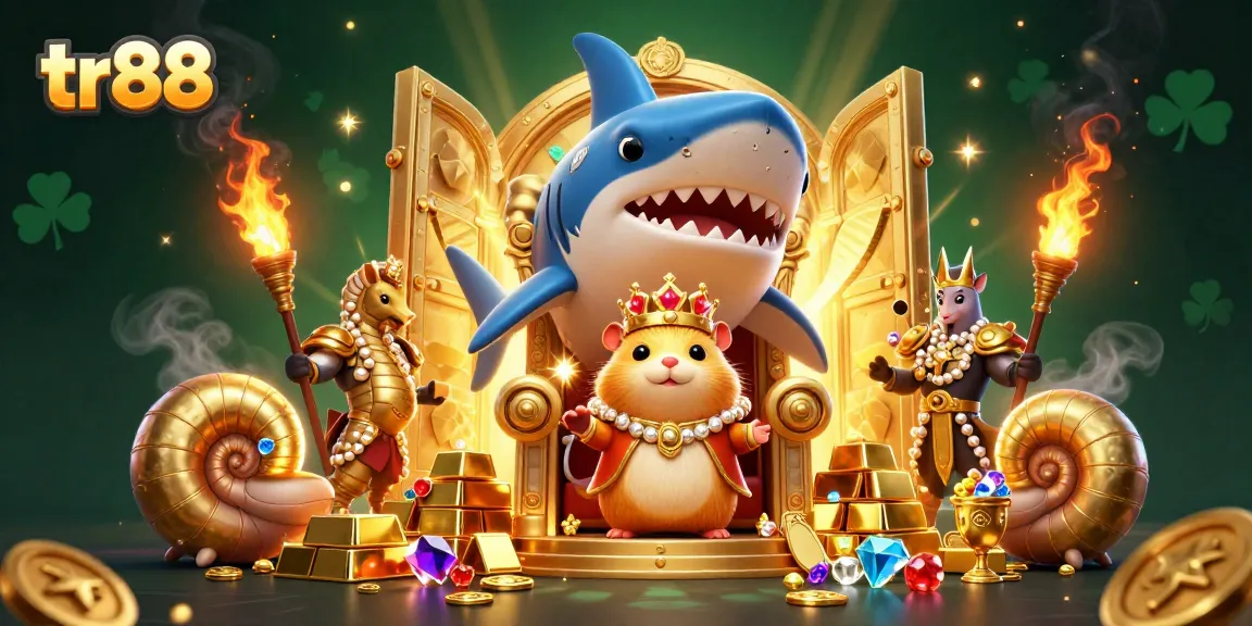 Win big with tr88 as the golden hamster king reigns over a treasure-filled casino.