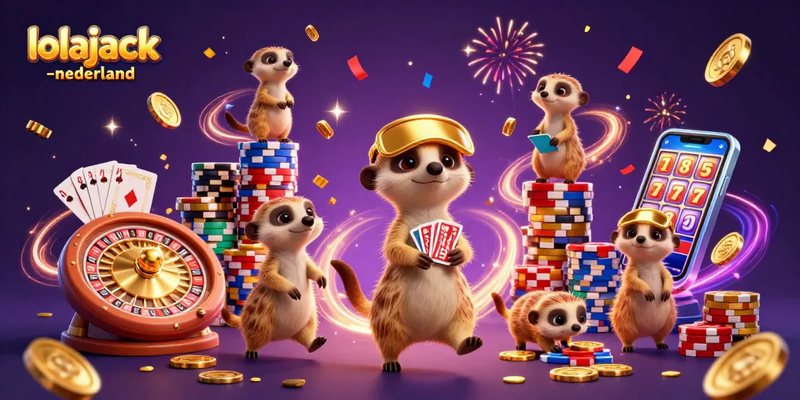 Engaging 3D meerkats orchestrating a vibrant casino scene at lolajack-nederland with cascading coins and exciting game elements