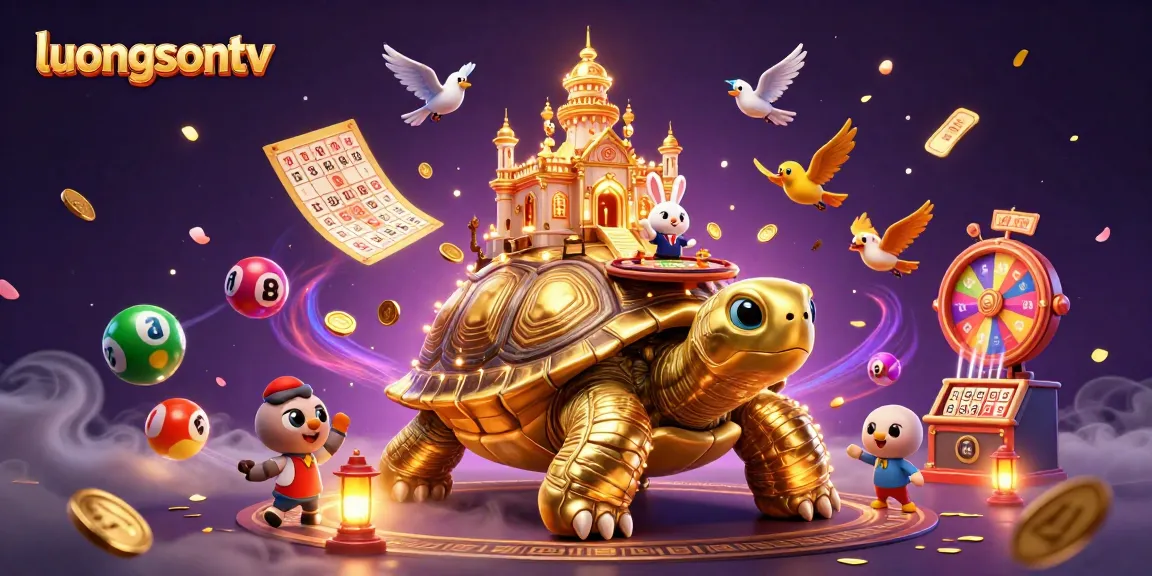 Watch luongsontv's vibrant gambling scene with golden characters and dynamic lottery elements.