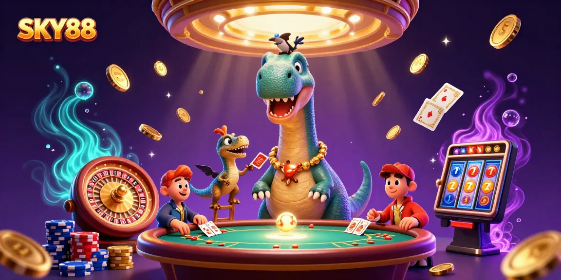 Experience thrilling gameplay at SKY88 Casino with our dynamic 3D casino illustration.