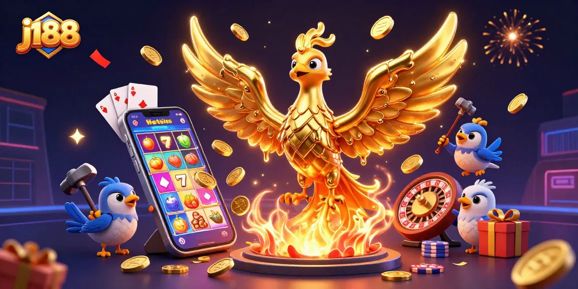 Experience thrilling wins with j188's 3D phoenix, bursting with colorful slot game excitement.