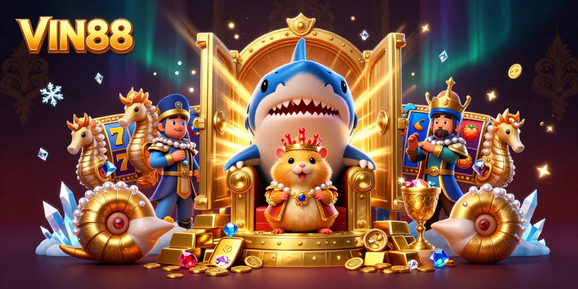 Engage with the thrilling world of VIN88, where a golden hamster king rules over a dynamic casino realm.
